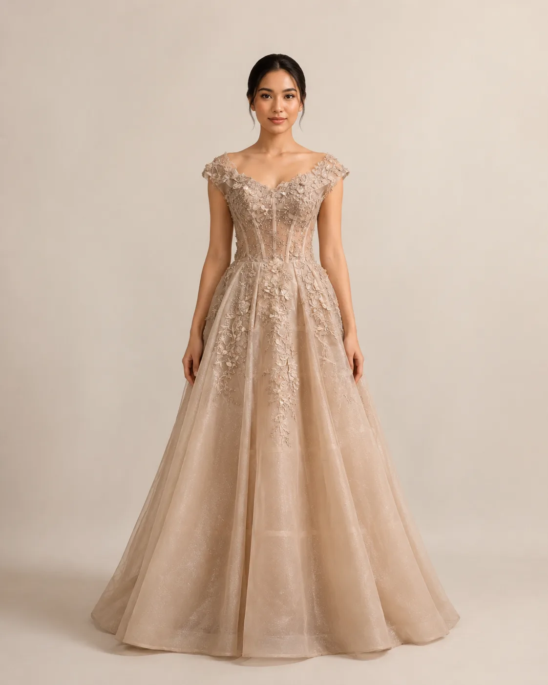 Gaun Peach untuk Pengantin Wanita