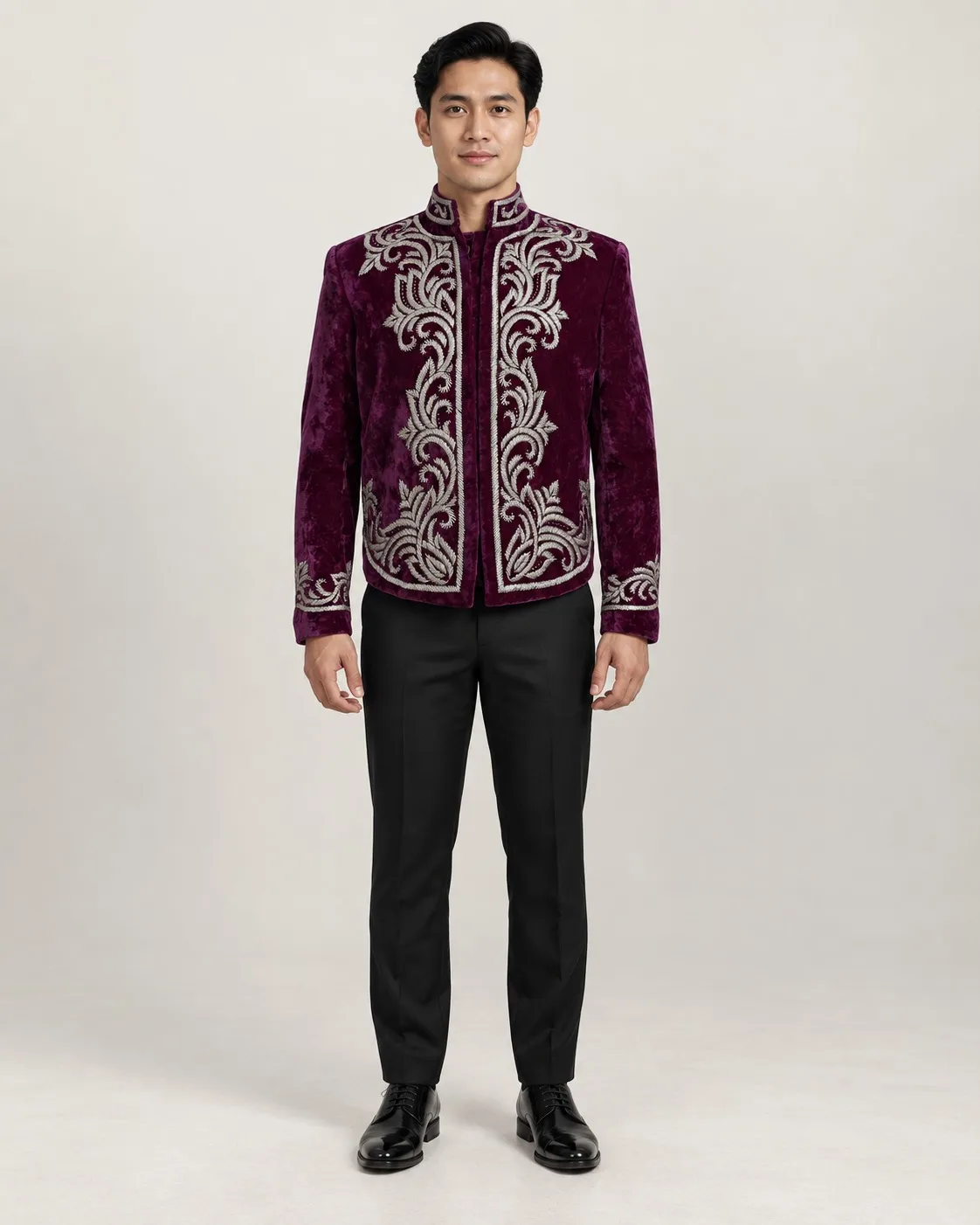 Beskap Jawa Purple - Silver untuk Groom