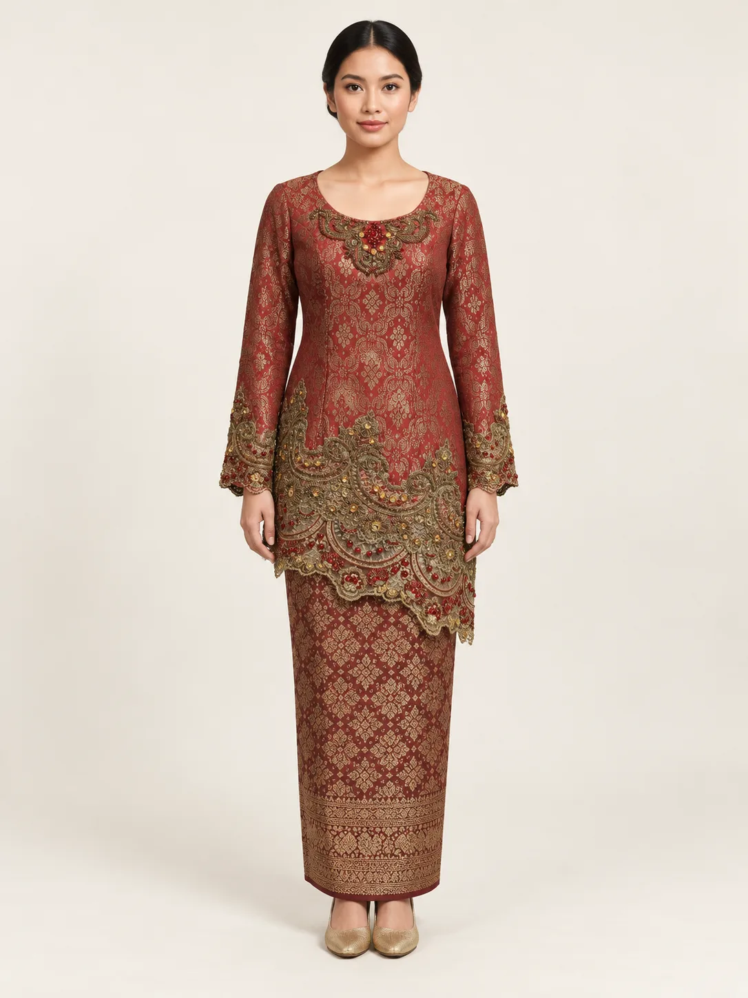 Kebaya Adat Merah untuk Bride
