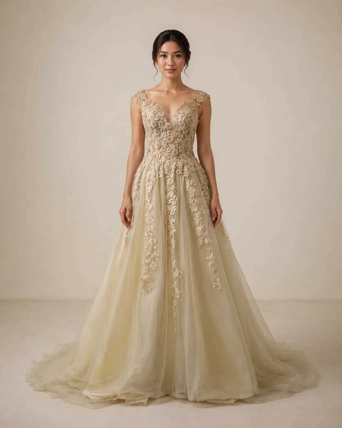 Gaun Gold untuk Pengantin Wanita
