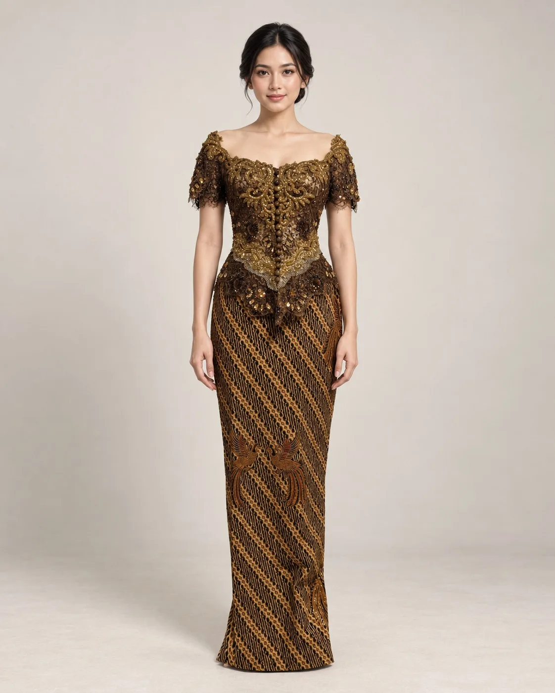 Kebaya Brown - Gold untuk Bride