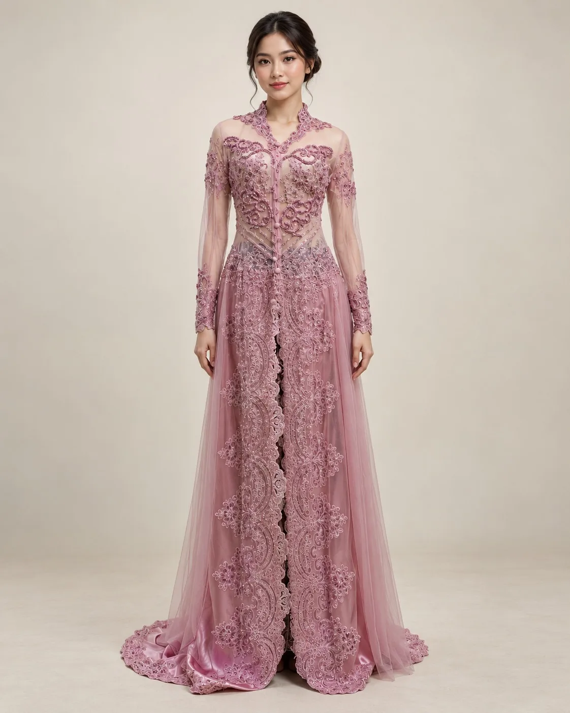 Kebaya Nasional Pink untuk Bride/Mom