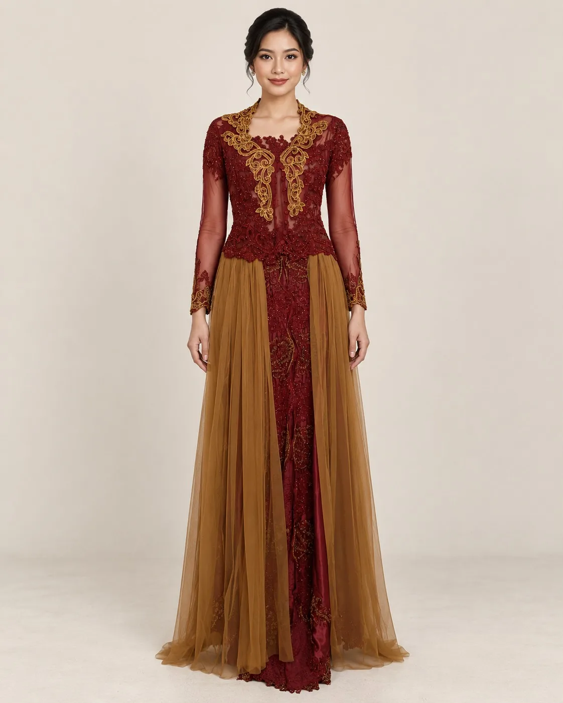 Kebaya Red - Mustard untuk Bride