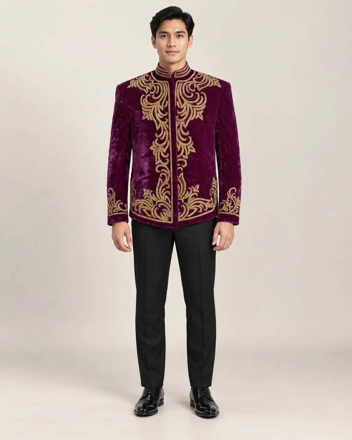 Beskap Jawa Purple Gold untuk Groom