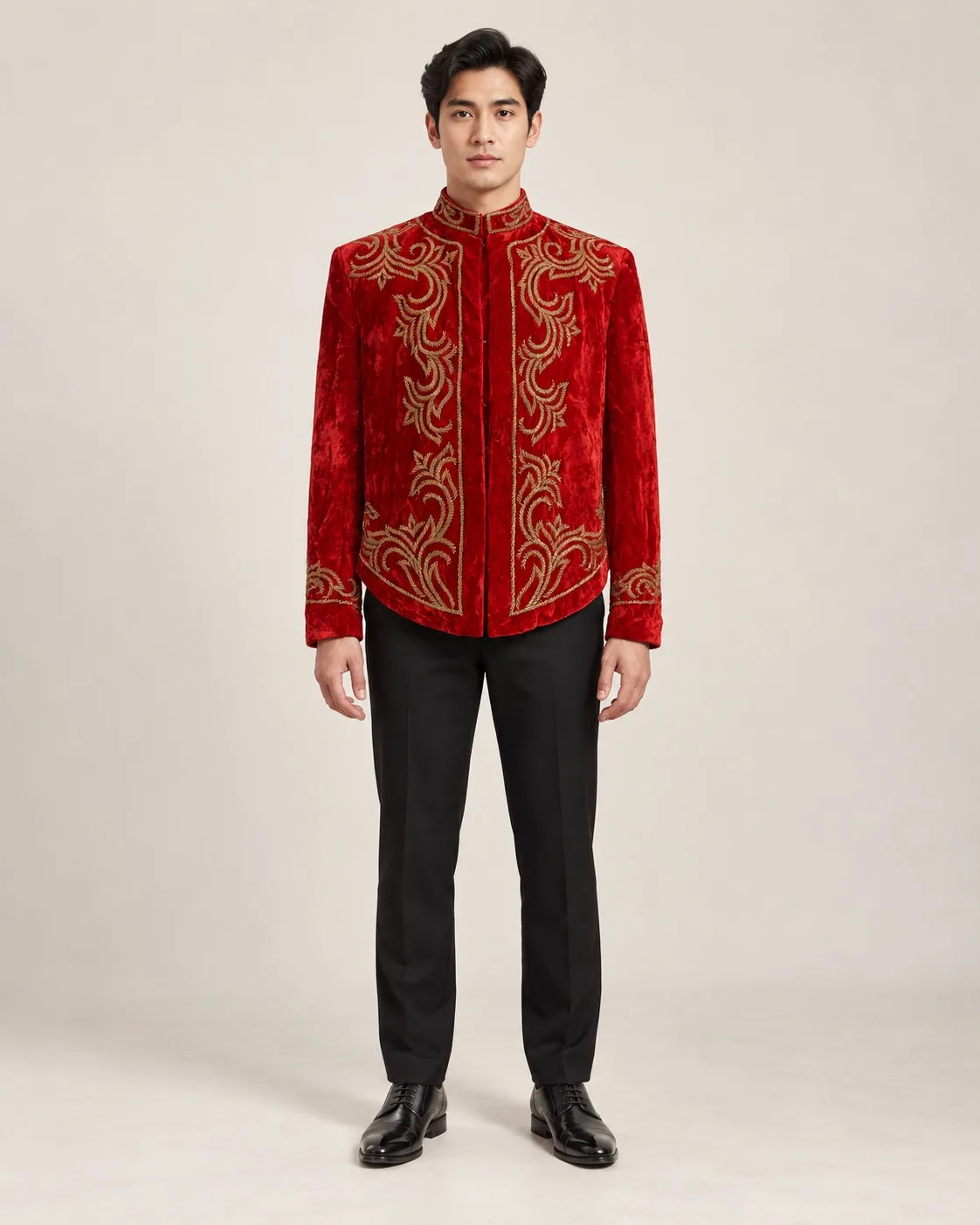 Beskap Jawa Red - Gold untuk Groom