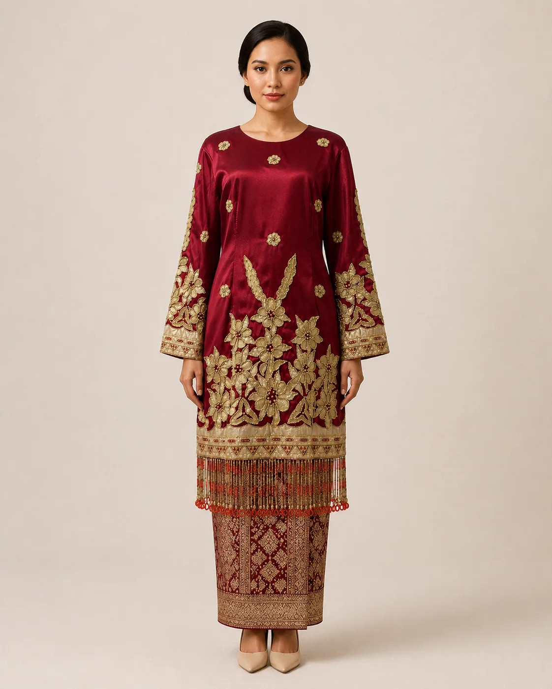 Kebaya Adat Merah-Gold untuk Bride
