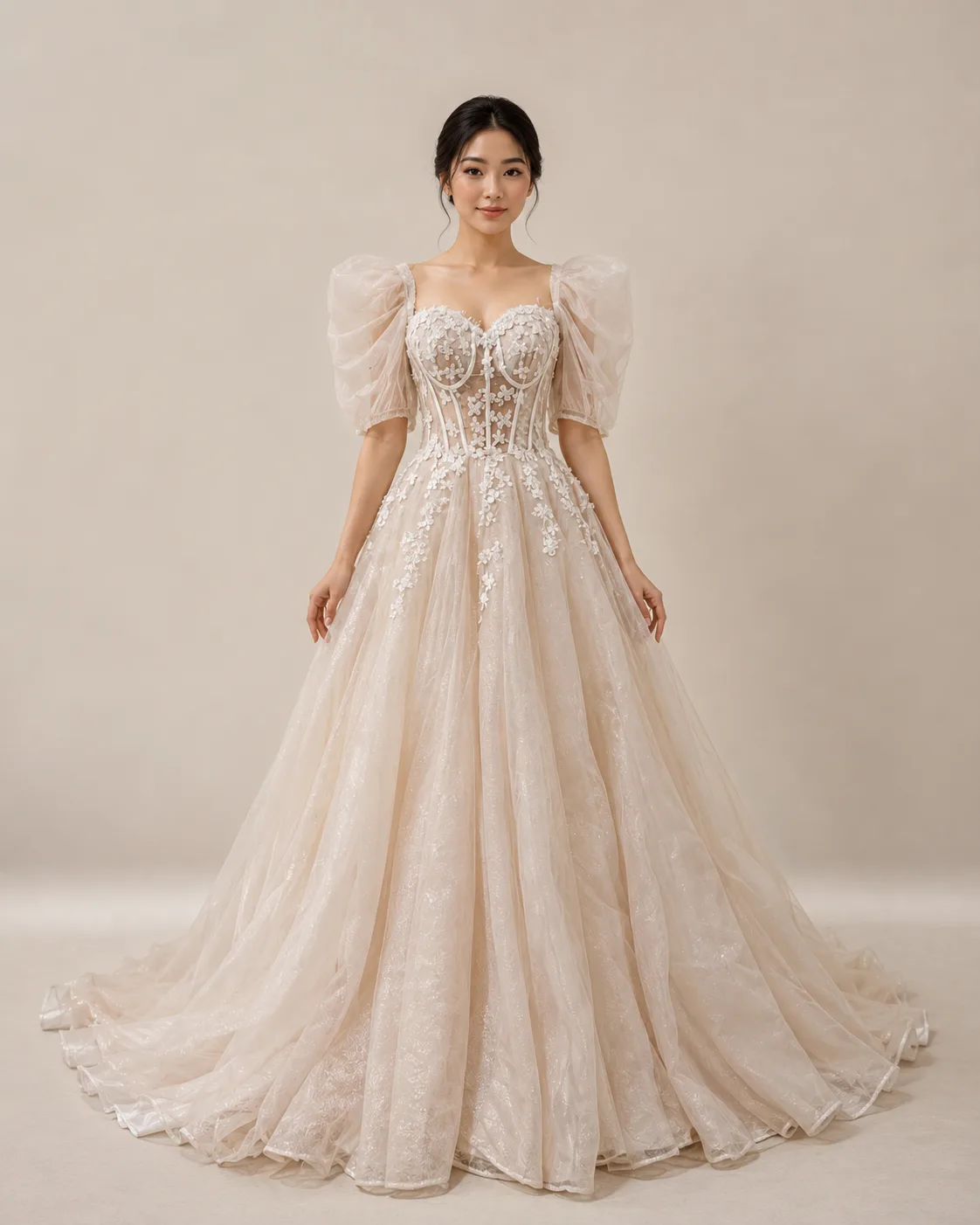 Gaun Peach untuk Pengantin Wanita