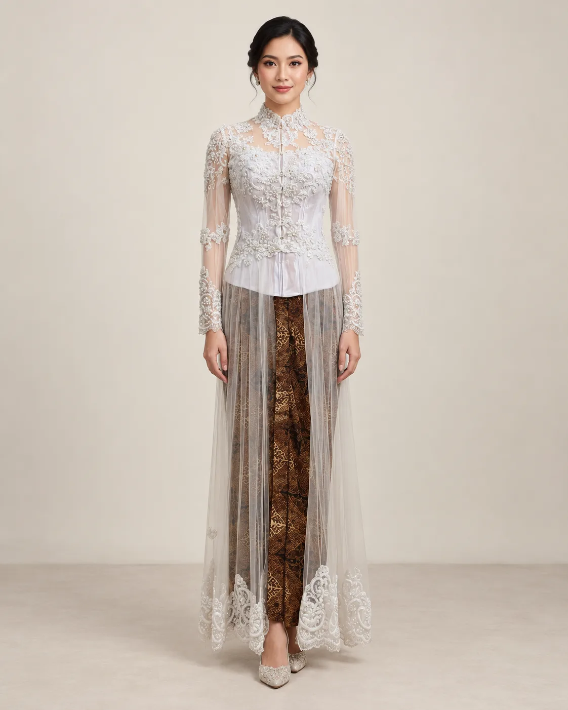 Kebaya Nasional Putih untuk Bride/Mom