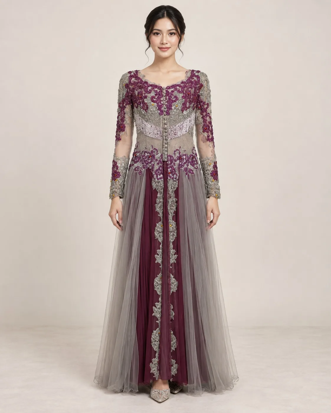 Kebaya Ungu - Grey untuk Bride