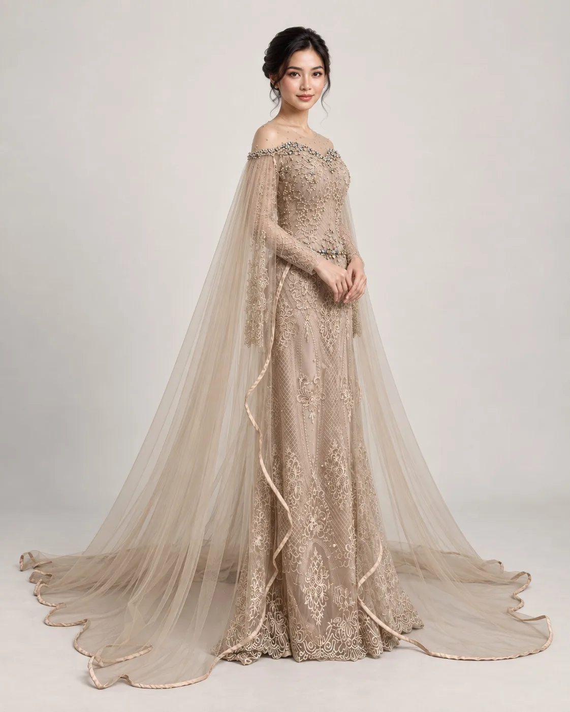 Kebaya Soft Champagne untuk Bride
