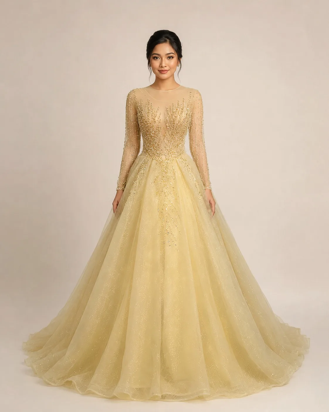 Gaun Yelllow-Gold untuk Bride