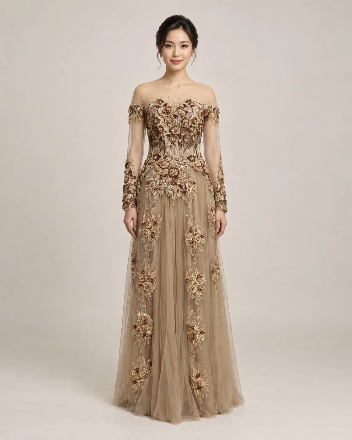 Kebaya Champagne Taupe untuk Bride