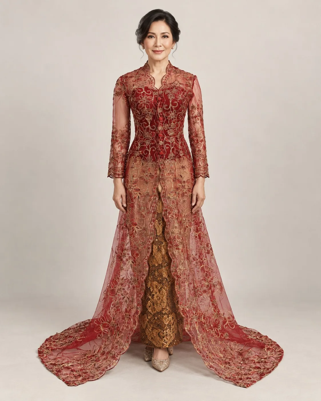 Kebaya Nasional Red untuk Bride/Mom