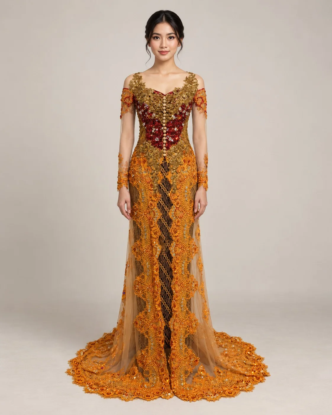 Kebaya Orange untuk Bride