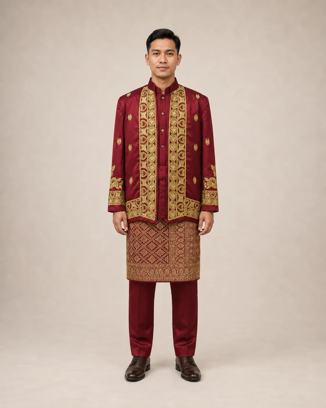 Kebaya Adat Merah-Gold untuk Groom