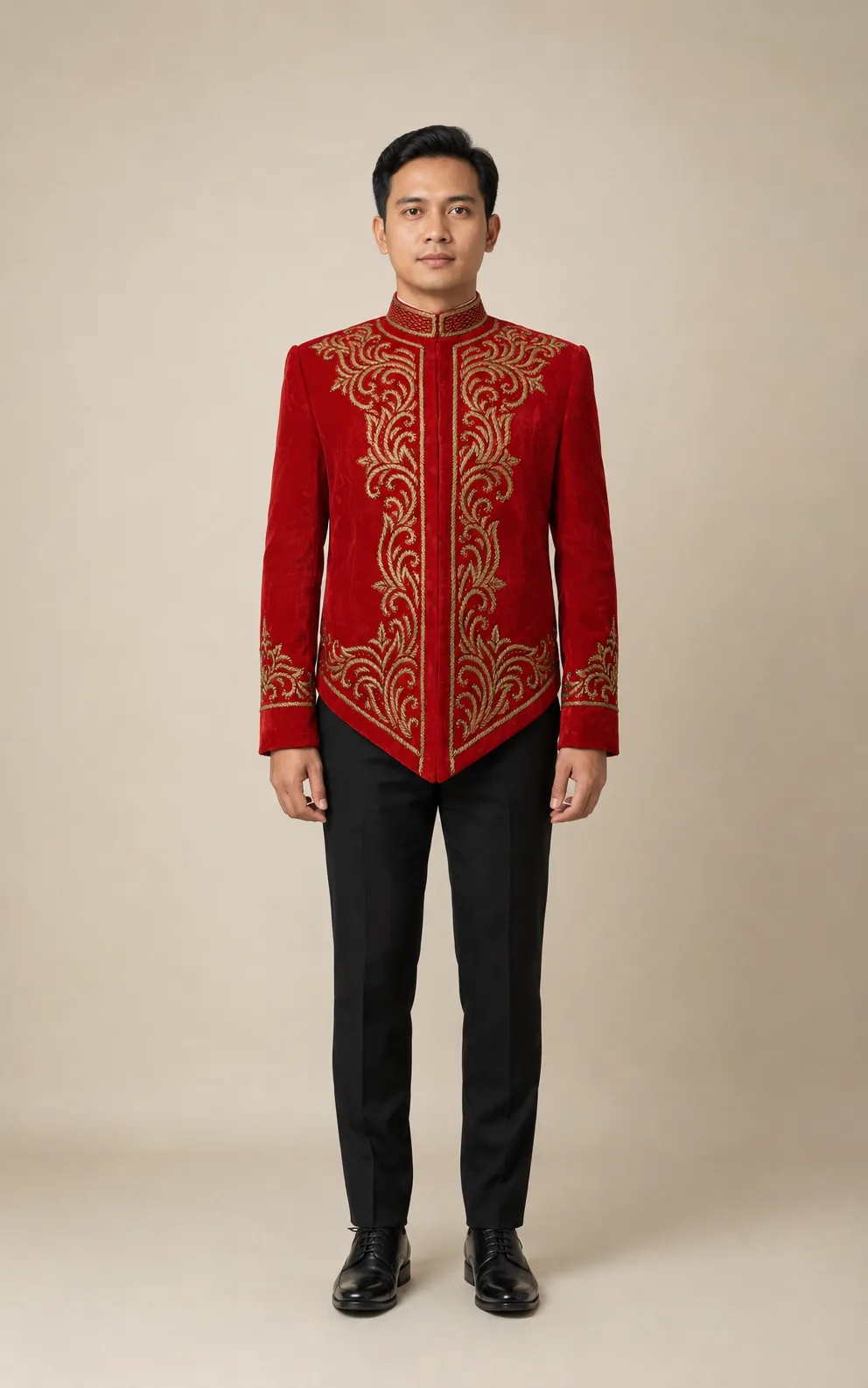Beskap Jawa Pengantin Merah untuk Groom