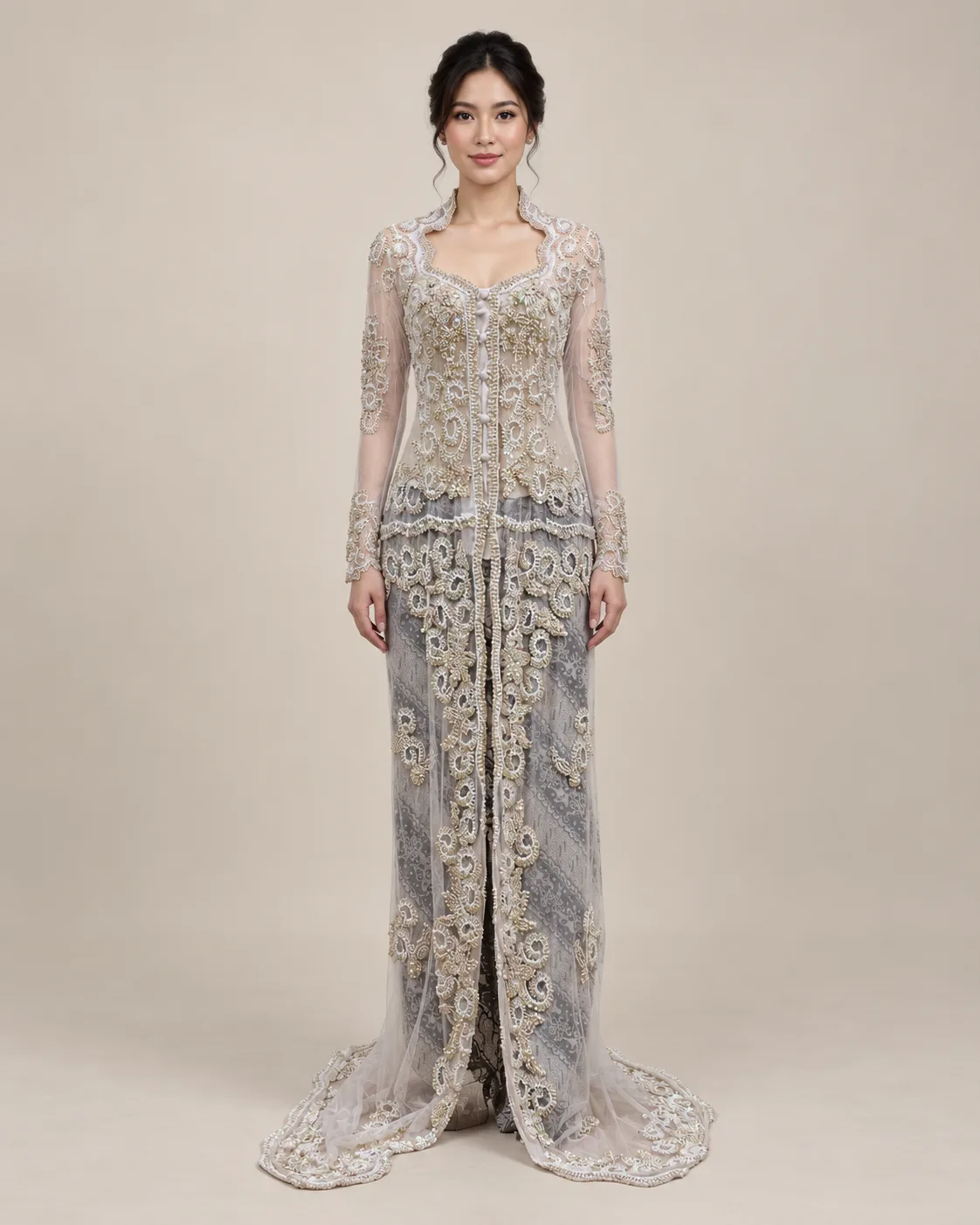 Kebaya Nasional Putih untuk Bride/Mom