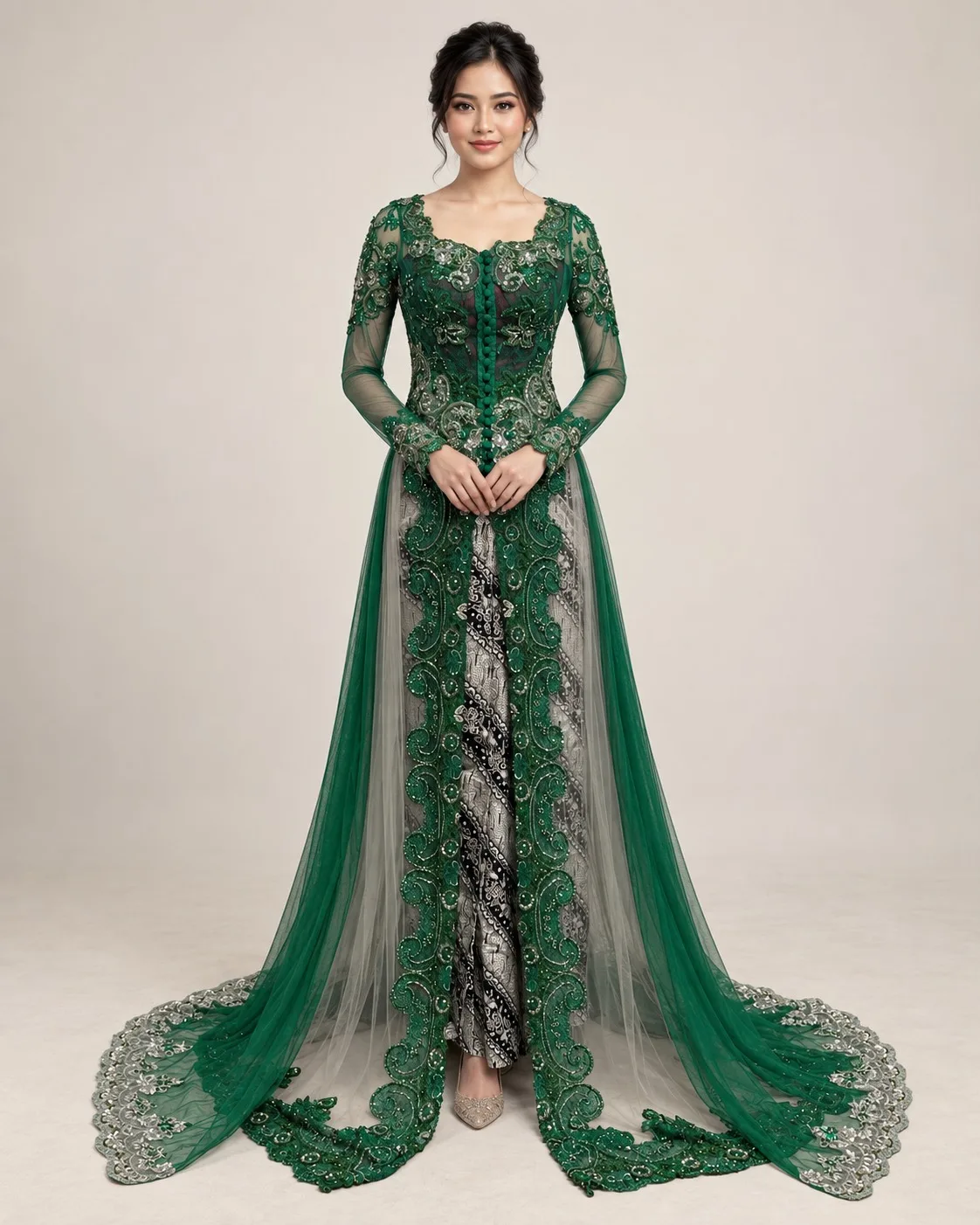 Kebaya Green - Silver untuk Bride