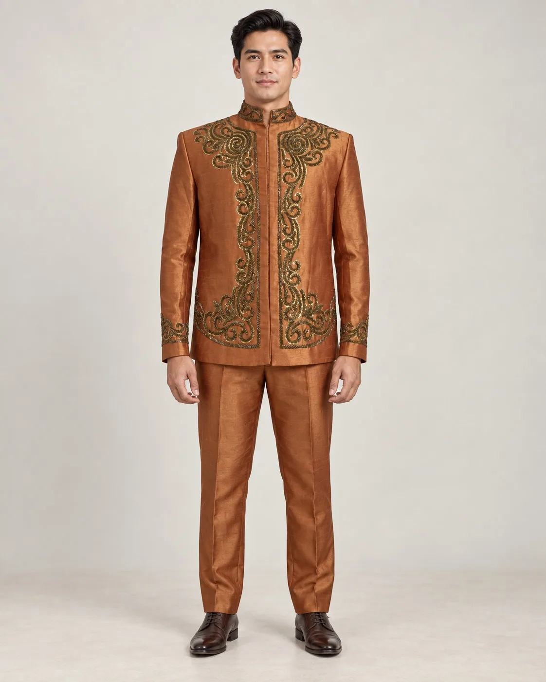 Beskap Jawa Terracotta - Gold untuk Groom