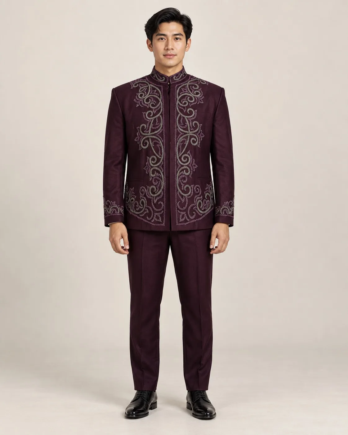 Beskap Jawa Burgundy untuk Groom