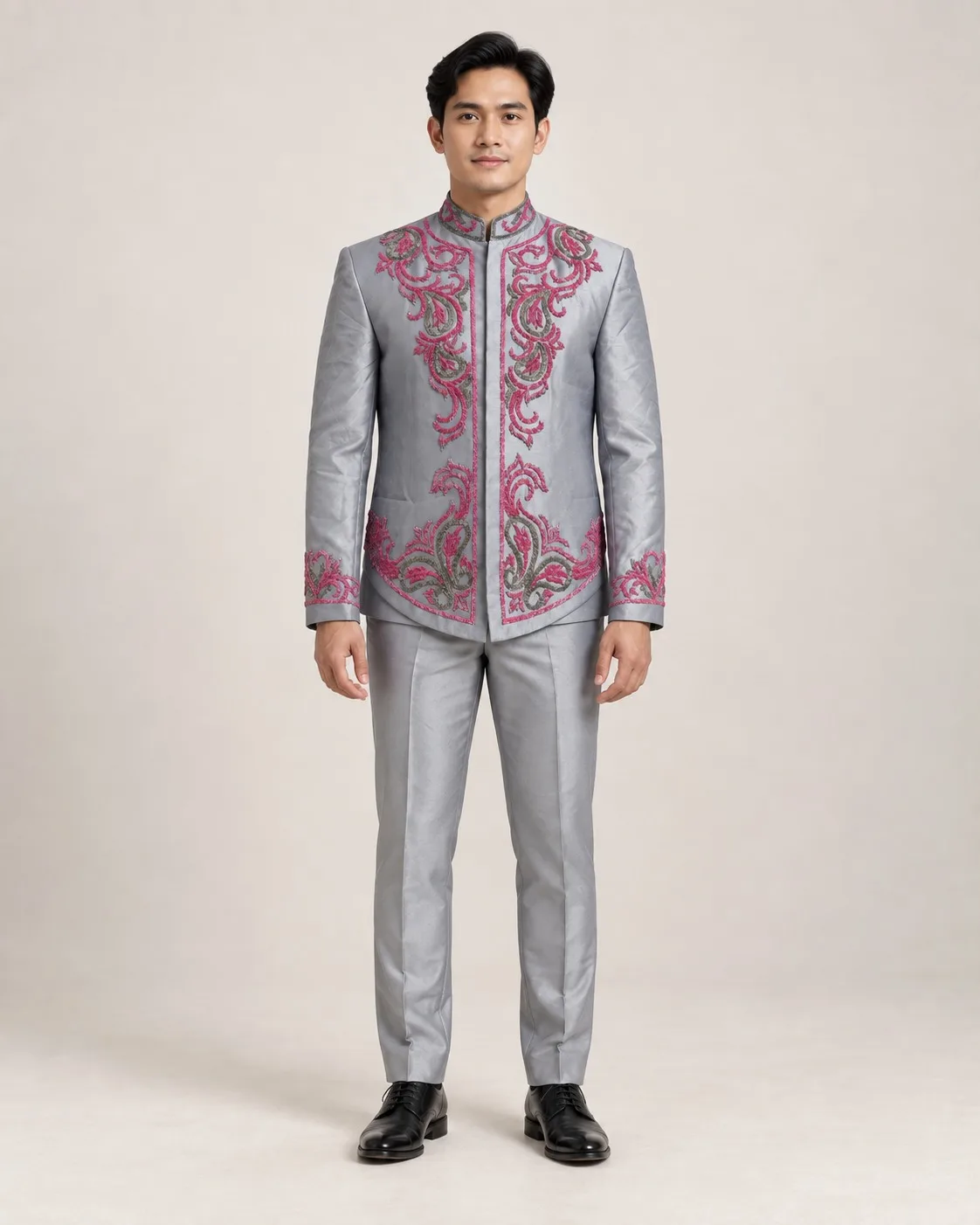 Beskap Jawa Grey - Pink untuk Groom