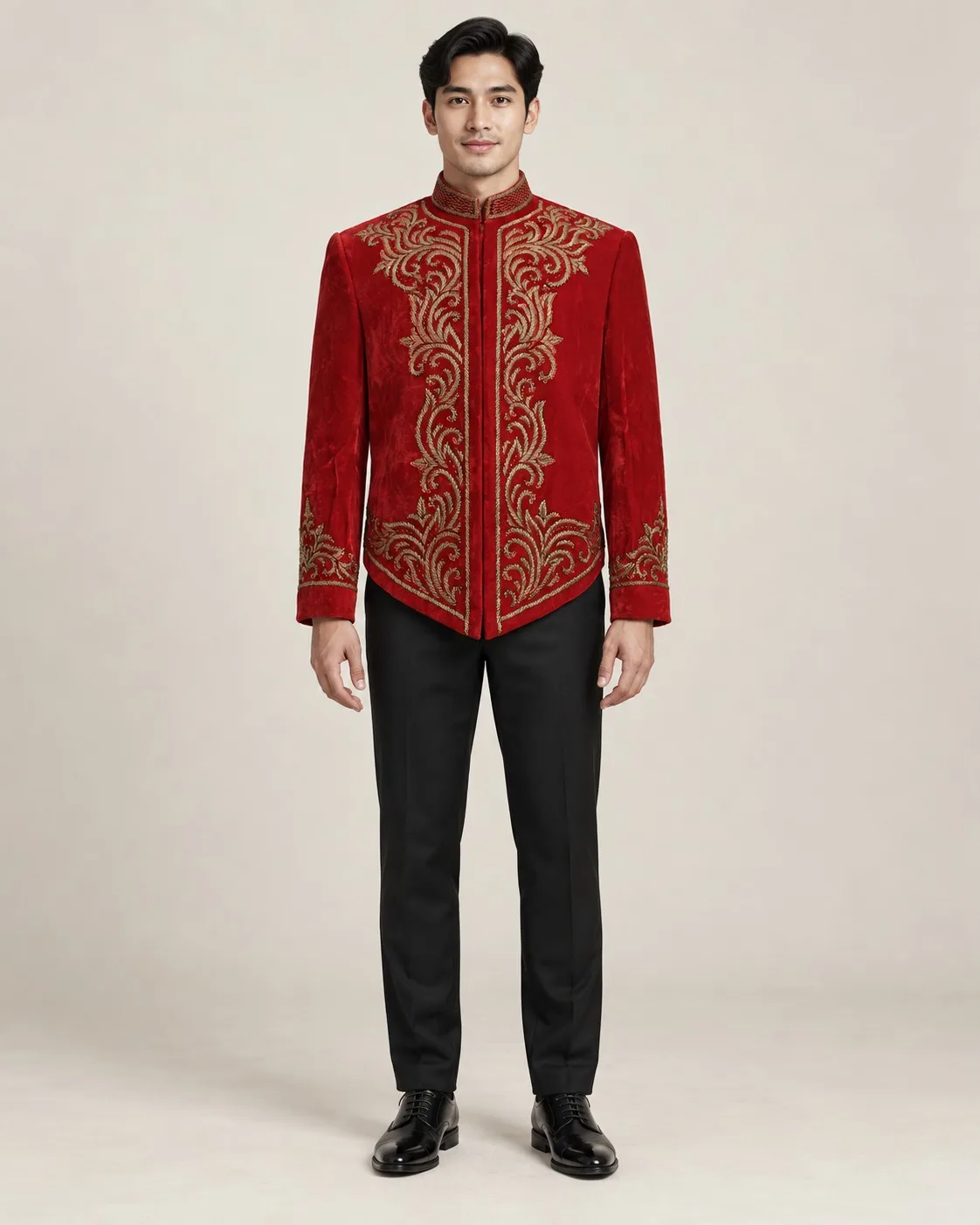 Beskap Jawa Red - Gold untuk Groom