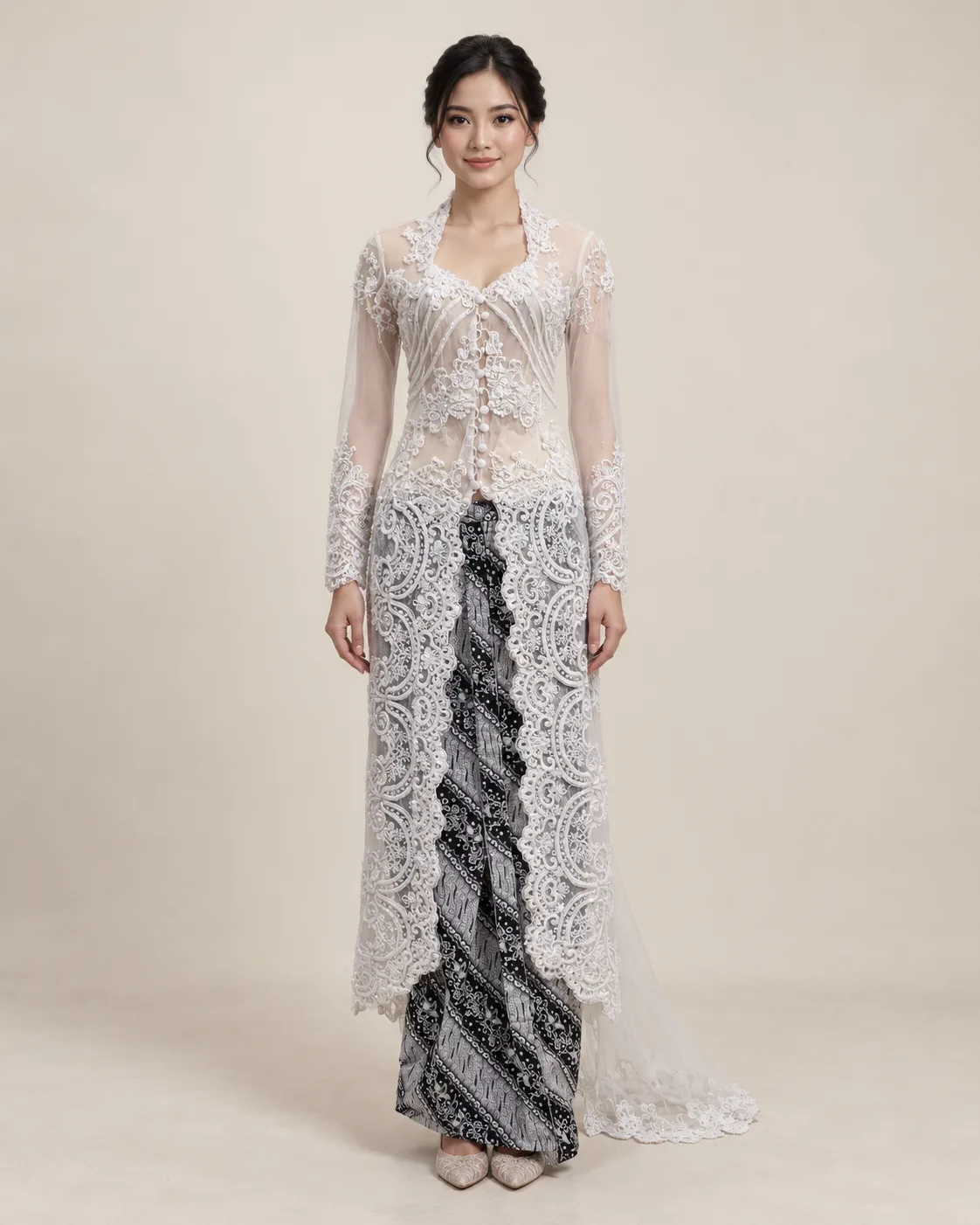 Kebaya Nasional Putih untuk Bride/Mom
