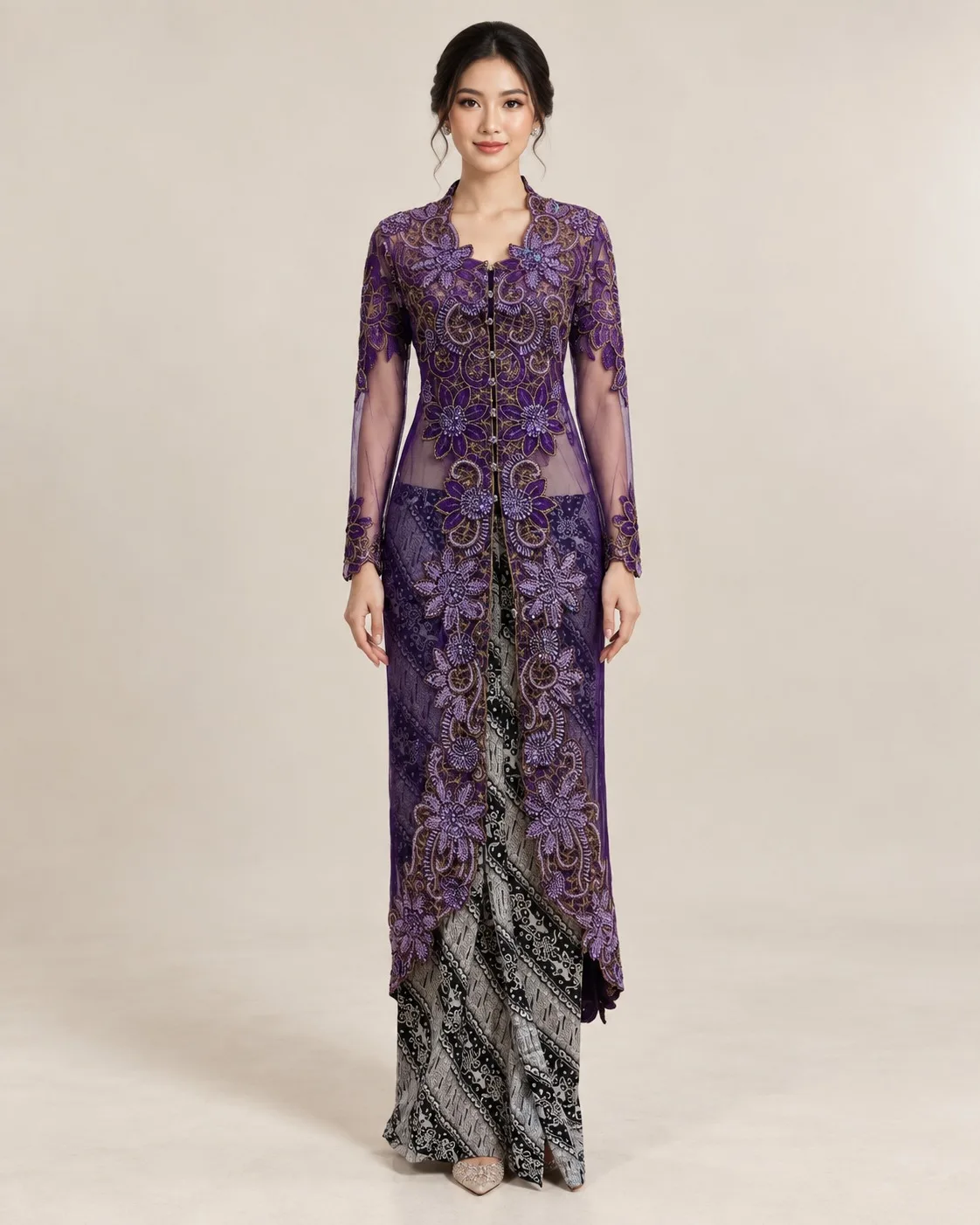 Kebaya Nasional Ungu untuk Bride/Mom